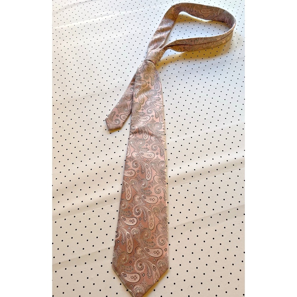 Tasso Elba Silk Tie Pink Paisley Jacquard Woven Necktie Classic Luxury